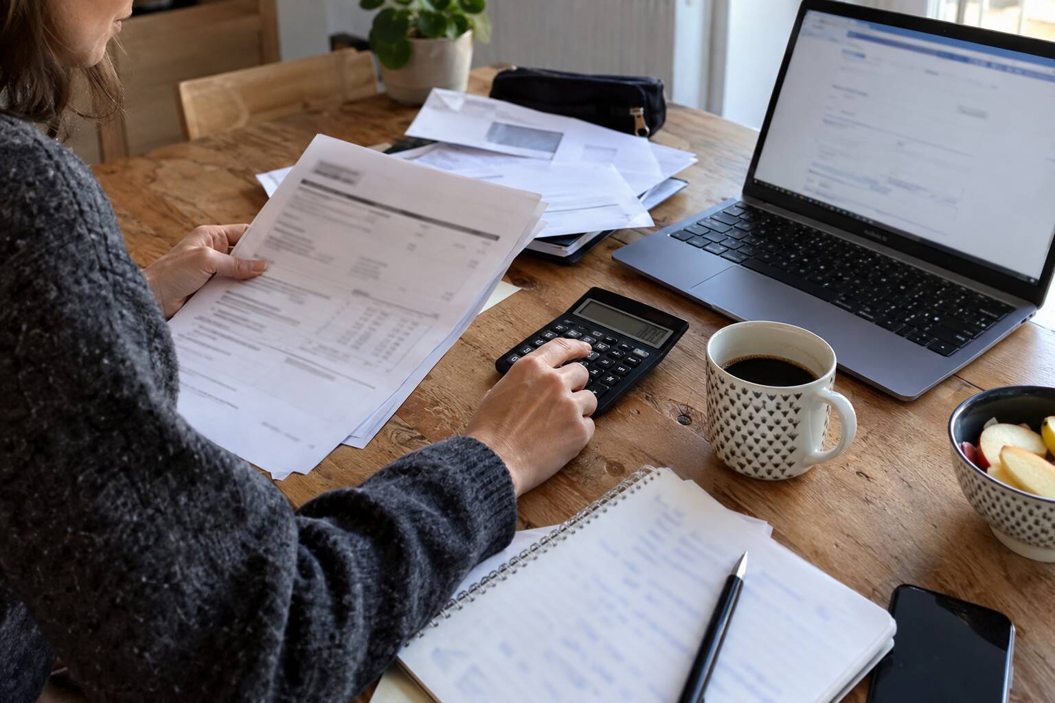 Une personne en train d'examiner des documents financiers